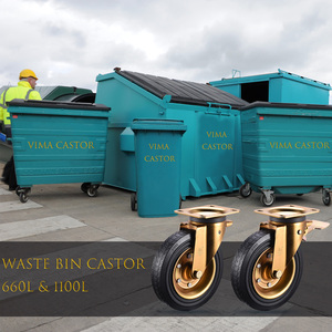 Vima 8 Inch Rác Caster Bánh Xe Nhiệm Vụ Nặng Nề Caster Xoay Tấm Rắn Màu Đen Cao Su Castor Chất Thải Bin - Product Image 3