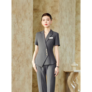 Summer Short Sleeve Workwear Women Polyester Suit Skirt Pants Set Professional Uniform For Office Commute High End Hotel - Product Image 4