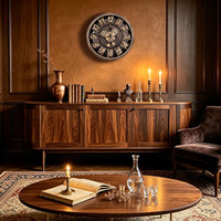 Horloge murale de luxe de 18 pouces, couleur bronze doré brun foncé, style arabe, pour la décoration de la maison, horloge à aiguilles à quartz à face unique, CE RoHs
