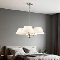Suspension américaine simple postmoderne en tissu Luxe Minimaliste Style nordique Chambre à coucher Salle à manger Café Moyen LED