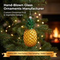 Groothandel handgemaakte geblazen glazen ananas kerstboomversiering gepersonaliseerde kerst fruit- en groenteverziering