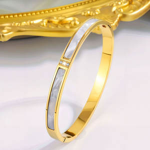 Pulseras y Brazaletes de Lujo al por Mayor de Acero Inoxidable 316L, Chapados en Oro de 14k y 18k, con Circonitas, de Diseñador, para Mujer - Product Image 4