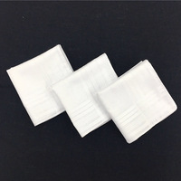 Lot de quatre mouchoirs carrés en coton blanc de 40 cm, absorbants, style européen-américain, personnalisables