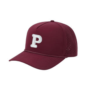 Vente en gros Chapeau de camionneur de golf 5 panneaux respirant découpé au laser perforé design de corde imperméable de haute qualité avec logo de broderie personnalisé - Product Image 1