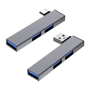 Side bend Mini usb 3.0 high speed transmission 3 port in one usb 3.0 2.0 docking station type c to usb hubs