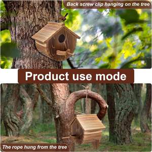 Custom Outdoor <span class=keywords><strong>Bird</strong></span> case, naturale in legno uccello rifugio Bluebird Finch Cardinals Hanger Birdhouse per la visualizzazione del giardino - Product Image 6