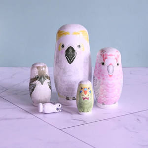 Poupées de nidification d'<span class=keywords><strong>oiseaux</strong></span> peintes à la main Poupée matriochka en bois pour la décoration intérieure - Product Image 1