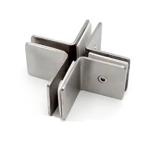 Conector de braçadeira, conector de aço inoxidável para vidro quadrado de 4 vias endurecido, polimento e cetim porta padrão 200 peças