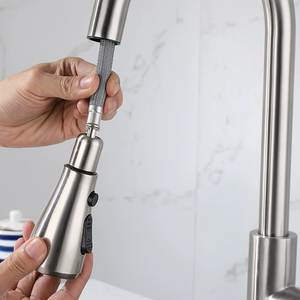 Keukenkraan van roestvrij staal met één-knops waterstop, multifunctioneel uittrekbaar - Product Image 5