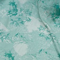 Tissu satiné jacquard à feuilles de bambou bicolore, motif d'inspiration chinoise pour vêtements pour enfants, robes, kimonos, robes de chambre