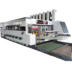 ZH-YSF-D ماكينة تصنيع وطباعة فلكسو من الورق المقوى المضلع بلونين، ماكينة تصنيع علب البيتزا