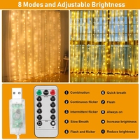 Guirnalda de Luces Navideñas con Control Remoto y Temporizador, 3x1m, Blanco Cálido, USB, 8 Modos, Luces de Hielo de Alambre de Cobre para Halloween, Decoración Festiva