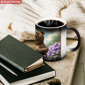 แก้วกาแฟเปลี่ยนสีเมื่อโดนความร้อน ขนาด 11 ออนซ์ สีดำด้าน เซรามิก สำหรับพักกลางวันในที่ทำงาน - Product Image 3