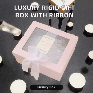 Boîte cadeau pliable de luxe personnalisée avec poignée et ruban, matériaux recyclés, réutilisable pour bougies haut de gamme et emballages de marque - Product Image 2