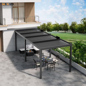 Pergola en aluminium imperméable pour l'extérieur, installation facile, toit à lames orientables motorisé avec télécommande, bioclimatique, revêtement en poudre - Product Image 3