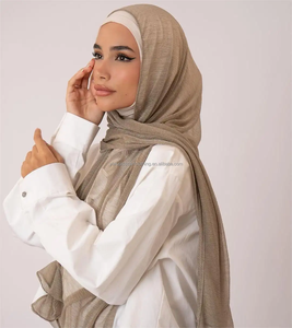 2025新品アイテム女性用軽量スカーフイスラム教徒ターバンヒジャブロングスカーフラップショールカシミールヒジャブエスニックバンダナカシミアクリンクル - Product Image 4