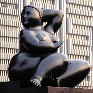 Decoración al aire libre arte mujer gorda tamaño real bronce mentira señora escultura para la venta - Product Image 2