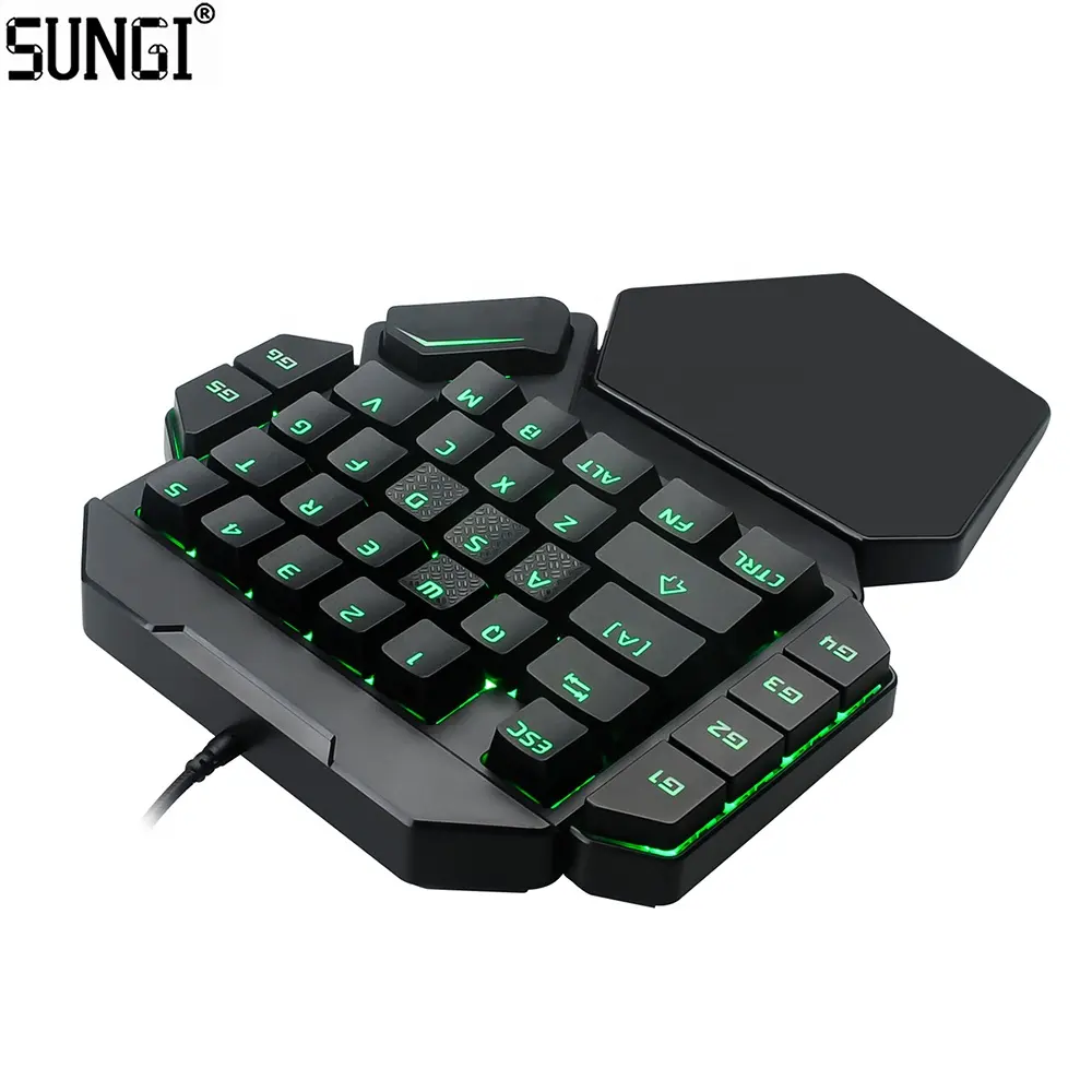 SUNGI One Handed Half Gaming Keyboard 35 Keys RGB Backlight Comfortable Wrist Rest Customizable Mechanical Keyboards