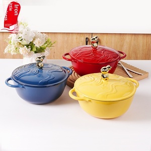 Marmite <span class=keywords><strong>en</strong></span> fonte émaillée gaufrée de 20 cm, élégante et multifonctionnelle, compatible induction, pour la cuisine domestique - Product Image 3