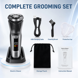 Afeitadora <span class=keywords><strong>Eléctrica</strong></span> Rotativa <span class=keywords><strong>de</strong></span> 3 Cabezales para Hombre, <span class=keywords><strong>con</strong></span> Pantalla LED, Recortadora Extraíble, Lavable, Recargable por USB, 150 Minutos <span class=keywords><strong>de</strong></span> Autonomía - Product Image 1