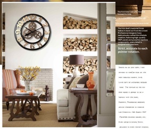 Horloges murales rétro 3D Gear, style rustique vintage en bois, grande taille 23 pouces, horloge murale à quartz silencieuse pour hôtel, restaurant - Product Image 3