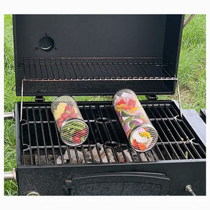 Cesta para Asar de Acero Inoxidable 304 de 12 Pulgadas, Juego de 2 Piezas con Malla Giratoria y Gancho, Accesorios para Barbacoa, Brochetas, Parrilla Metálica Giratoria para Verduras - Product Image 2