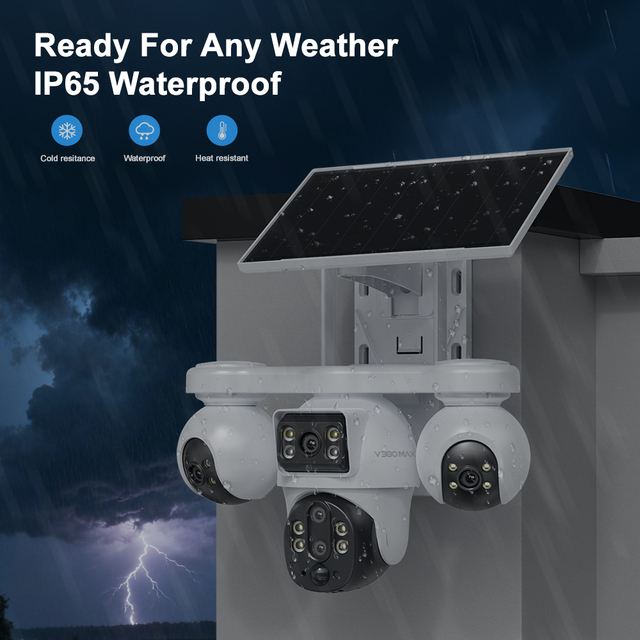 OEM/ODM V380 Origin Factory BP19 DL 4 Lens Solar Camera 3 Lens Pan-Tilt Function Wide Angle IP65 Waterproof Security Camera