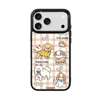 Coque de téléphone AG Feeling Black Edge avec motif chiot doré pour iPhone 17, 17 Pro Max, 16 Pro, 15, 15 Pro Max, 15 Pro, 14 Pro Max – Coque magnétique