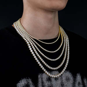 Collar de tenis de moissanita chapado en oro 925 con diamantes blancos claros VVS, joyería de hip-hop al por mayor - Product Image 3