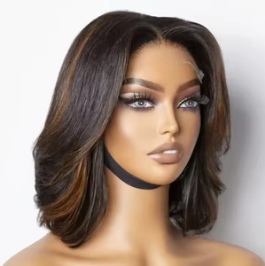 Peluca de Cabello Humano Virgen Natural 13X4 HD con Frente de Encaje Transparente, Estilo Bob Corto, Sin Pegamento, Pre-Desplumada para Mujeres Negras - Product Image 1