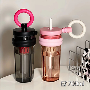 700ML grande capacité créative paille tasse Portable en plastique tasse d'eau thé séparation bouteille d'eau - Product Image 2