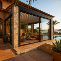 Véranda en aluminium et verre HUACAI avec toit polygone, verre feuilleté trempé de sécurité, maison de jardin moderne pour villa
