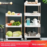 Étagère de rangement pliable à 4 niveaux pour espaces étroits de cuisine et salle de bain, chariot roulant multi-niveaux extensible sur pied pour salon