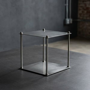 Table basse minimaliste en métal carrée à deux niveaux, meuble moderne pour salon, table d'appoint durable - Product Image 1