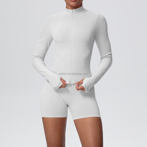 Wholesale <b>Summer</b> Fall Women Workout Fitness Gym Ribbed Soft Fabric Breathable Plus Size Zipper Yoga <b>Jacket</b> Coat Top Quick-Drying - Product Image 2