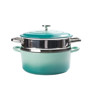 M-cooker <span class=keywords><strong>Cocotte</strong></span> en fonte émaillée à fond plat avec cuiseur vapeur en <span class=keywords><strong>acier</strong></span> inoxydable pour soupes, ragoûts et plats mijotés - Product Image 1