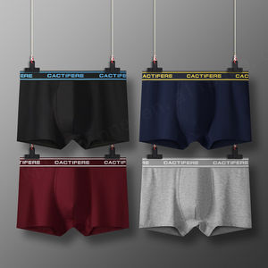 Boxer taille moyenne grandes tailles vente en gros directe fabricant caleçons tricotés en coton avec bande de logo personnalisé lettre - Product Image 3