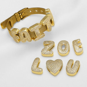 Joyería Jinyuan, Nueva Correa de Pulsera con Letras Inglesas (26 Letras) Chapada en Oro con Circonitas, <span class=keywords><strong>Accesorios</strong></span> para DIY - Product Image 1