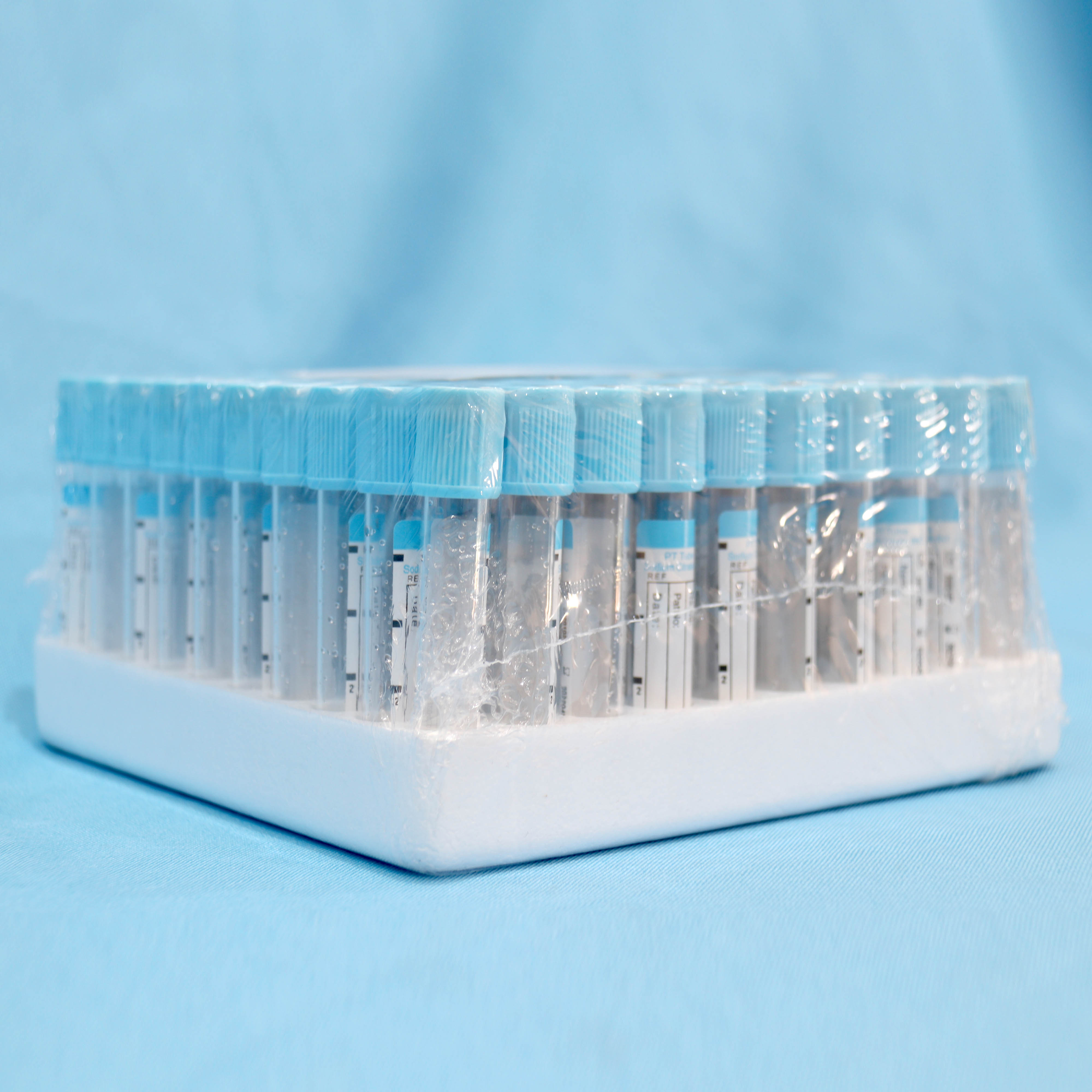 Tubo de colección de sangre de prueba PT de color azul de vidrio/PET para examen clínico