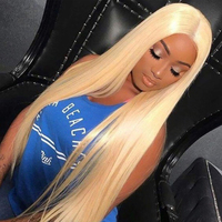 Perruques Lace Front Wig Remy 13*4-Perruque Lace Wig naturelle brésilienne, pre-plucked, blond miel, longue, transparente