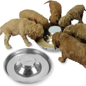 Disesuaikan Stainless Steel anak anjing mangkuk anjing hewan peliharaan makan makanan air menyapih piring nyaman pengumpan