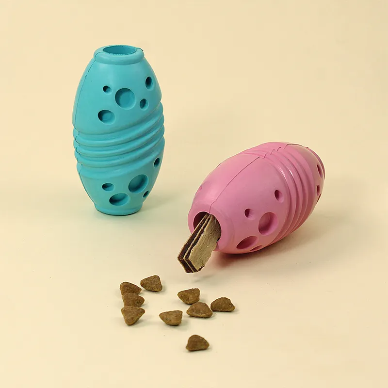 Mainan kunyah hewan peliharaan warna dapat disesuaikan MOQ 499 mainan karet pembersih gigi dispenser makanan anjing tahan lama untuk bola kunyah