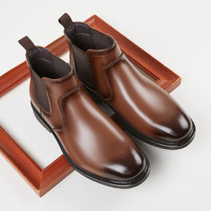 Botas <span class=keywords><strong>Chelsea</strong></span> de Plataforma con Punta Cerrada Estilo Británico para Hombre, Parte Superior de Cuero PU, Cierre Deslizante, Antideslizantes, Transpirables - Product Image 5