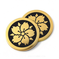 Étiquette Métallique Ronde OEM en Émail Motif Floral, Plaqué Or, pour Boîte Cadeau Cosmétique et Parfum, Décoration Personnalisée de Marque