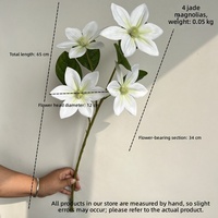 Tiges de fleurs artificielles de magnolia à 4 têtes, fausses fleurs pour la décoration florale, pour les mariages, les événements, la photographie en extérieur, la décoration intérieure