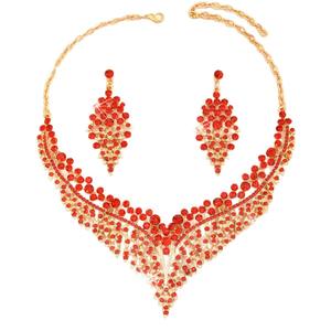 2025ใหม่ชุดเครื่องประดับคริสตัลและสร้อยคอรูปตัววีและต่างหูรูปตัววีสีทองสวยงามแฟชั่นคุณภาพสูง - Product Image 1