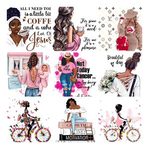 Parches de hierro para beber vino Afro Lola para niñas, <span class=keywords><strong>ropa</strong></span> de transferencia de calor, pegatina térmica, mejora el estilo, impresión de transferencia de moda - Product Image 1