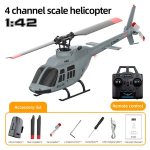 NOUVEAU 2025 SJY-A60 Bell <span class=keywords><strong>206</strong></span> Hélicoptère RC stabilisé par gyroscope, échelle 1/42, quatre canaux, monorotor, sans ailerons, modèle d'avion RC - Product Image 3