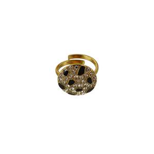 Fashion <b>Ring</b> 316L Stainless Steel PVD Gold Plating Crystal Black Inlay <b>Adjustable</b> Band Women's Jewelry - Product Image 1