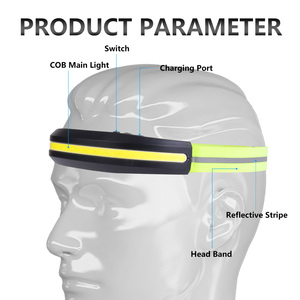 Phare d'éclairage chaud léger et large gamme Phare rechargeable COB avec <span class=keywords><strong>bandeau</strong></span> réfléchissant Lumière blanche et rouge - Product Image 2